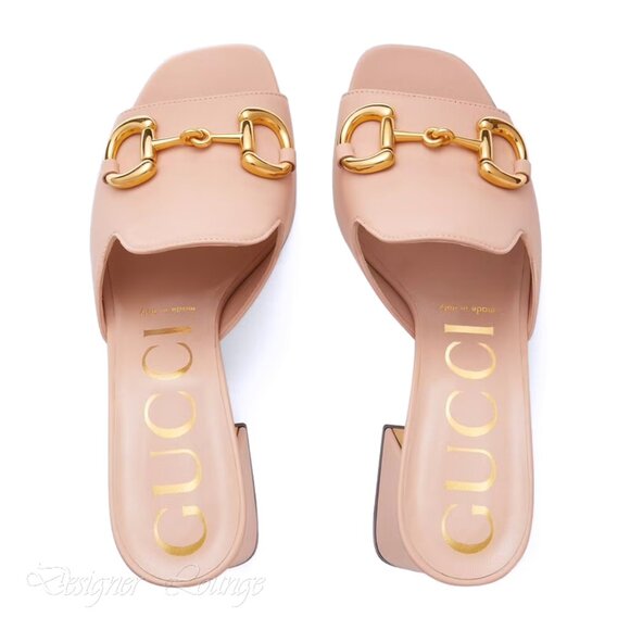 NEW GUCCI Horsebit Rose Leather Slide Sandals Mules EU 40.5 US 10.5 Auth $1,050 - Picture 7 of 10